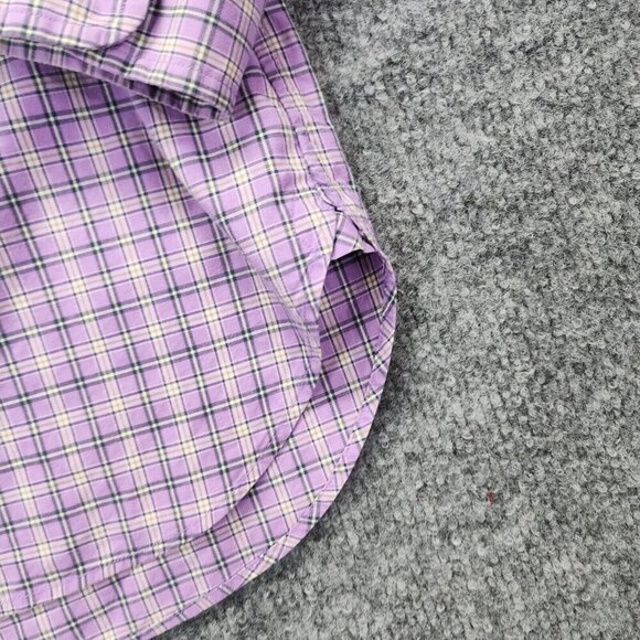 Polo Ralph Lauren Shirt Purple Plaid Medium M 120's Poplin Long Sleeve Button Up - Picture 2 of 11